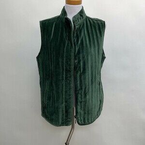 Weatherproof Women's Vest Jacket Large Green Sleeveless Velour